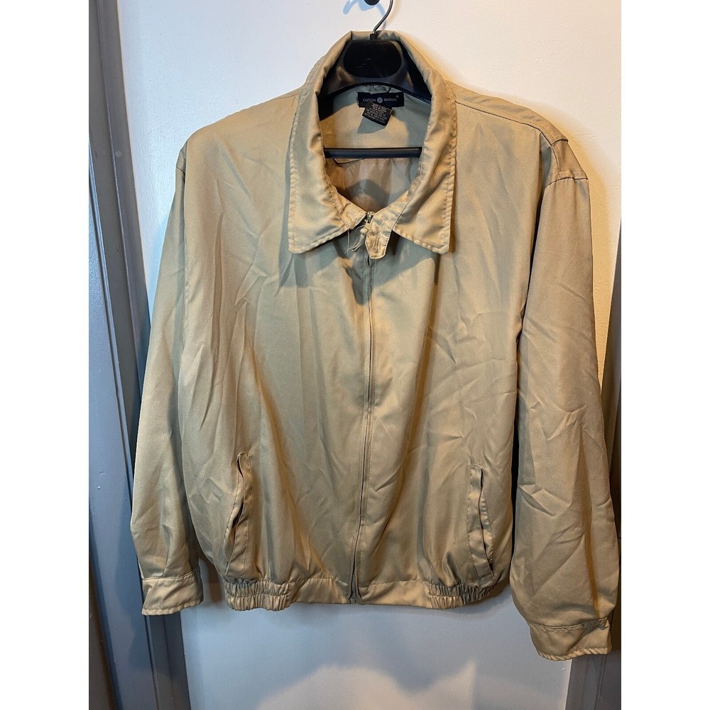 Cotton Traders Mens XXL Tan Khaki Harrington Full Zip Jacket Windbreaker 1116-24